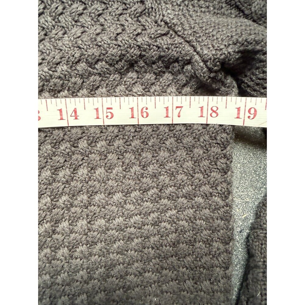 Women’s L.L. Bean Cotton Cardigan Fisherman Chunky Cable Knit Sweater Black M - Picture 7 of 8